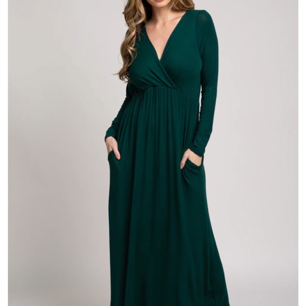 Pink blush Emerald Green Maxi Dress